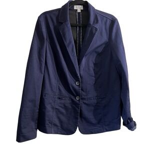 Croft & Barrow Women's Size XL Navy Blazer Polka Dot Business Jacket‎